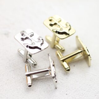 1 Paar Manschettenknpfe mit Anker-Motiv, Rhodium