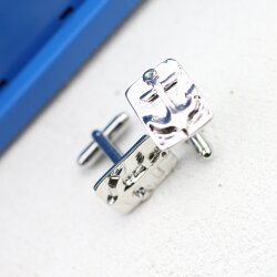 1 pair Nautical Anchor Cufflinks Rhodium