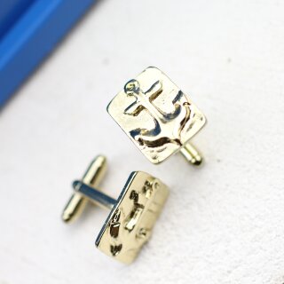 1 Paar Manschettenknpfe mit Anker-Motiv, hellgold