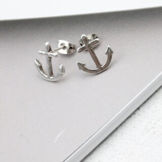 Anchor Stud Earrings, Minimalist Earrings, antique silver