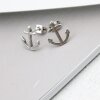 Anchor Stud Earrings, Minimalist Earrings, antique silver