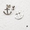 Anchor Stud Earrings, Minimalist Earrings, antique silver