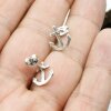 Anchor Stud Earrings, Minimalist Earrings, antique silver