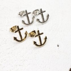 Anchor Stud Earrings, Minimalist Earrings, gold