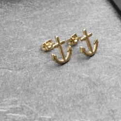 Anchor Stud Earrings, Minimalist Earrings, gold