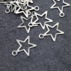 50 Rhodium Plated Mini Star Charms, Tiny star