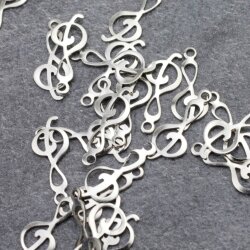 50 Rhodium Plated Mini Music Note Charms, Note Pendant Jewelry Tag