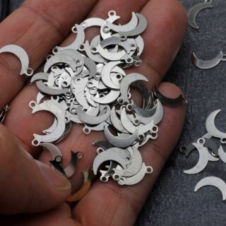 50 Rhodium Plated Moon Charms