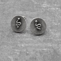 Snake stud Earrings, antique silver