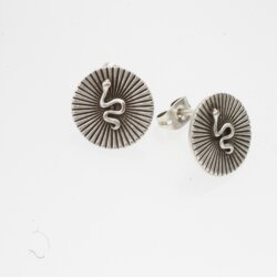 Snake stud Earrings, antique silver