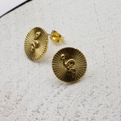 1 pair Snake stud earrings, gold