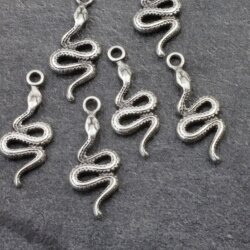 20 Silver Charms, Snake charm pendants