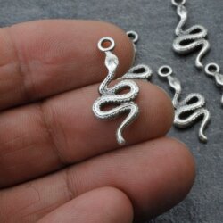 20 Silver Charms, Snake charm pendants