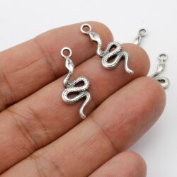 20 Silver Charms, Snake charm pendants