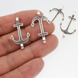 10 Anchor Charms, Bracelet Connector