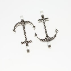 10 Anchor Charms, Bracelet Connector