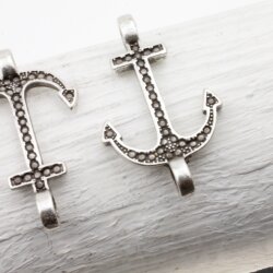 10 Anchor Charms, Bracelet Connector