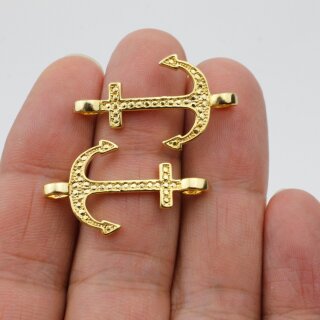 5 Anchor Charms, Bracelet Connector