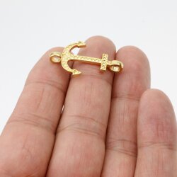 5 Anchor Charms, Bracelet Connector