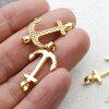 5 Anchor Charms, Bracelet Connector