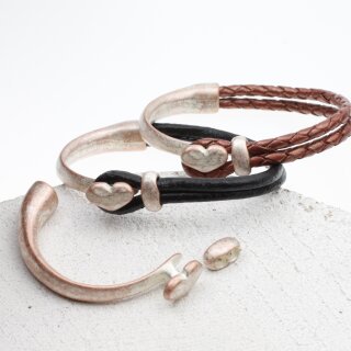 Kopie von Herz Armspange, Half Cuff Armbandverschluss 57...