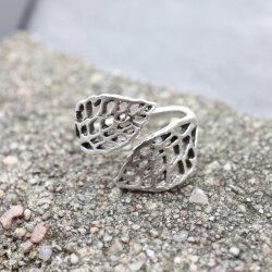 Ring Silver Openwork Ring Leaf Ring Lattice Ring