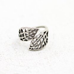 Ring Silver Openwork Ring Leaf Ring Lattice Ring