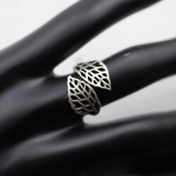 Ring Silver Openwork Ring Leaf Ring Lattice Ring