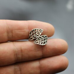 Ring Silver Openwork Ring Leaf Ring Lattice Ring