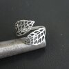 Ring Silver Openwork Ring Leaf Ring Lattice Ring