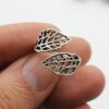 Ring Silver Openwork Ring Leaf Ring Lattice Ring