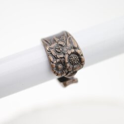 floral ring, Antique Copper