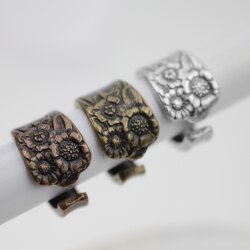 floral ring, Antique Copper