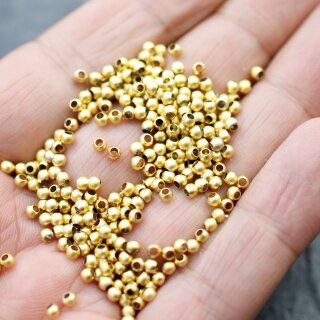 200 Messingperlen 3 mm ( 1,5  mm) Gold