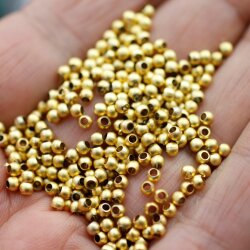 200 Brass Beads, Metal Spacer Beads 3 mm (Ø 1,5  mm) Gold