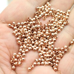 200 Brass Beads, Metal Spacer Beads 3 mm (Ø 1,5  mm) Rosegold