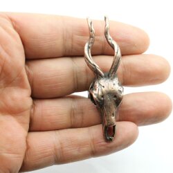 Antique Copper Gazelle Skull Ring, Antelope Skull, Impala...