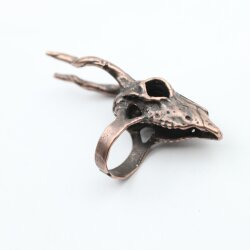 Antique Copper Gazelle Skull Ring, Antelope Skull, Impala Skull, Deer Skull