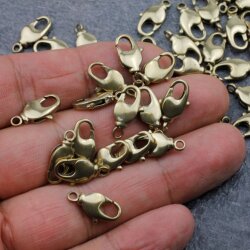 10 Raw Brass Lobster Clasps 17 x7 mm