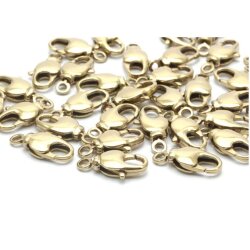 10 Raw Brass Lobster Clasps 17 x7 mm