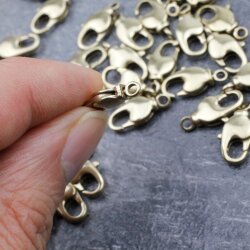 10 Raw Brass Lobster Clasps 17 x7 mm