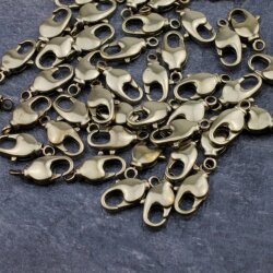 10 Raw Brass Lobster Clasps 17 x7 mm