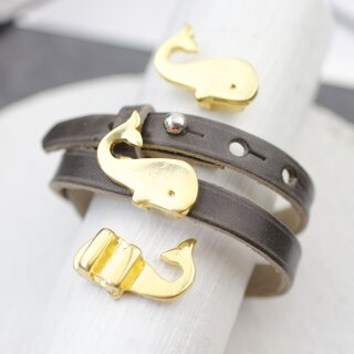 5 Whale Beads, Slider Bead, Bracelet Connector