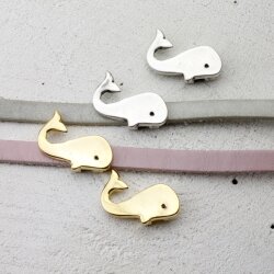 5 Whale Beads, Slider Bead, Bracelet Connector