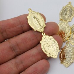 5 Miraculous Medal, Holy Mary charms, Gold