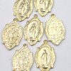 5 Miraculous Medal, Holy Mary charms, Gold