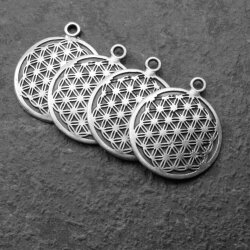 10 Silver Charm Flower of life, Sacred Geometry charm, Antique Silver