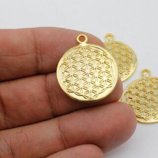 5 Flower of life pendants Sacred Geometry, Gold