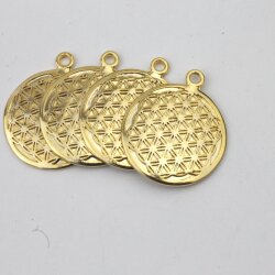 5 Flower of life pendants Sacred Geometry, Gold