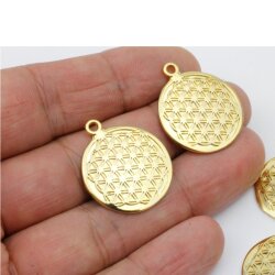 5 Flower of life pendants Sacred Geometry, Gold